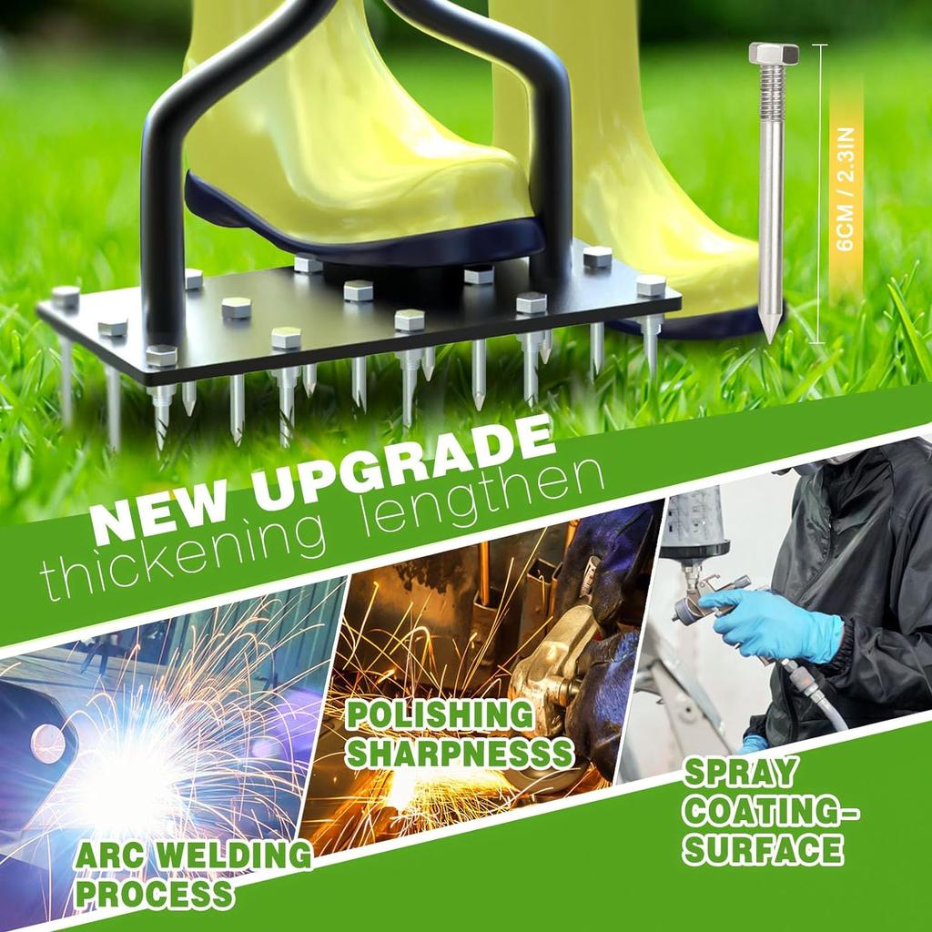 Ручной инструмент-аэратор для газона с 15 железными шипами 2-в-1 инструмент для аэрации почвы для аэратора воздуха для газона, сада и инструмент для очистки