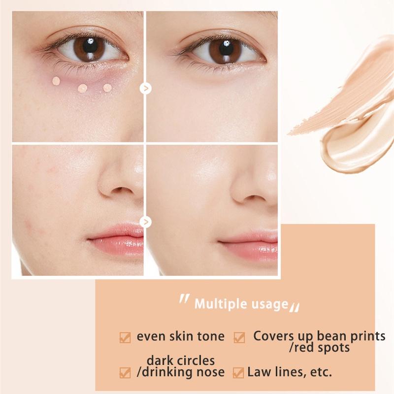 Concealer Natural Brightening Invisible Pores Hydrating Light Cream Skin Waterproof Concealer Foundation Oil Control Lasting Set Women's Makeup