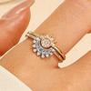 Adjustable Sun and Moon Overlapping Wear Ring for Women Girls Sparkling Couple Rings Set Finger Wedding Jewelry Gifts