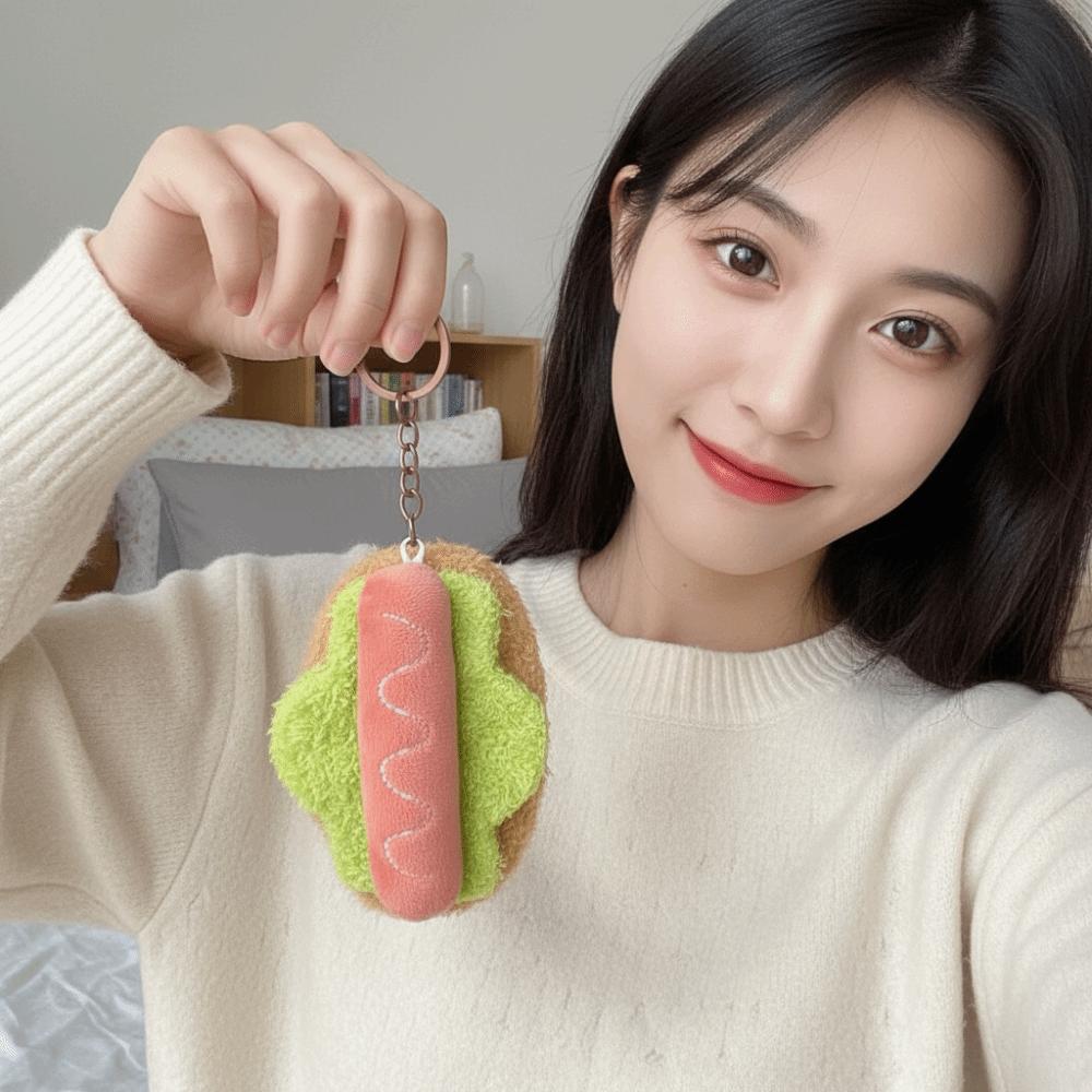 2pcs Kawaii Design Simulation Food Plush Keychain Plush Material Cake Keyring Bag Accessories