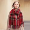 Cashmere Scarf Winter Fringed Plaid Shawl Scarf Women'S Medium Length Thickened Warm Scarf