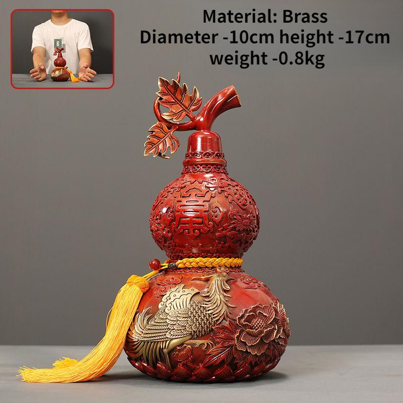 Тыква Дракон и Феникс из чистой меди, приносящая удачу, расписная медная тыква, украшения для дома, изделия ручной работы, подарок