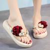 Summer Beach Flip Flops Women's Sandals Handmade Flowers Casual Clip Flat Sandals Slippers Outside Wearing Women's Shoes
