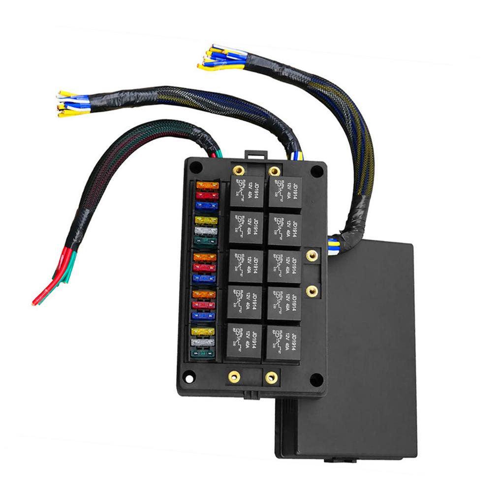 12V Car Relay Socket Box 15 Way Blade Fuse Holder for Automotive Marine Central Electrical Multi-Channel Universal Engine