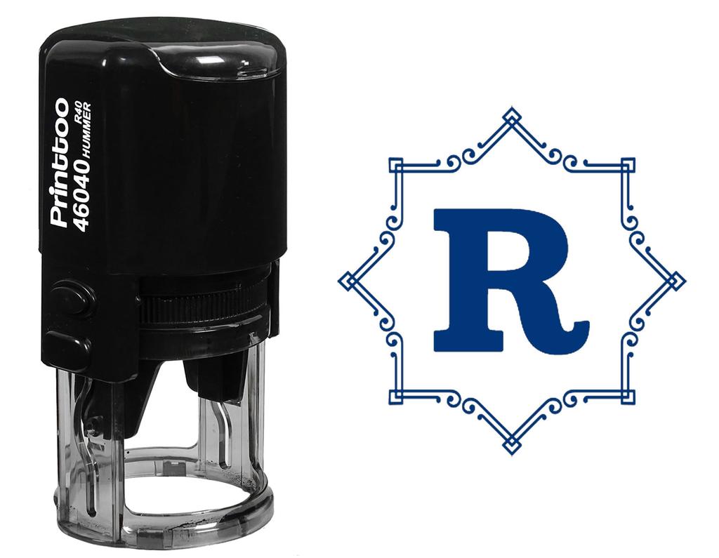 Printtoo Office Стационарный восьмиугольник Celtic Swirl Border R Alphabet Monogram Initial R-40 Self Inking Rubber