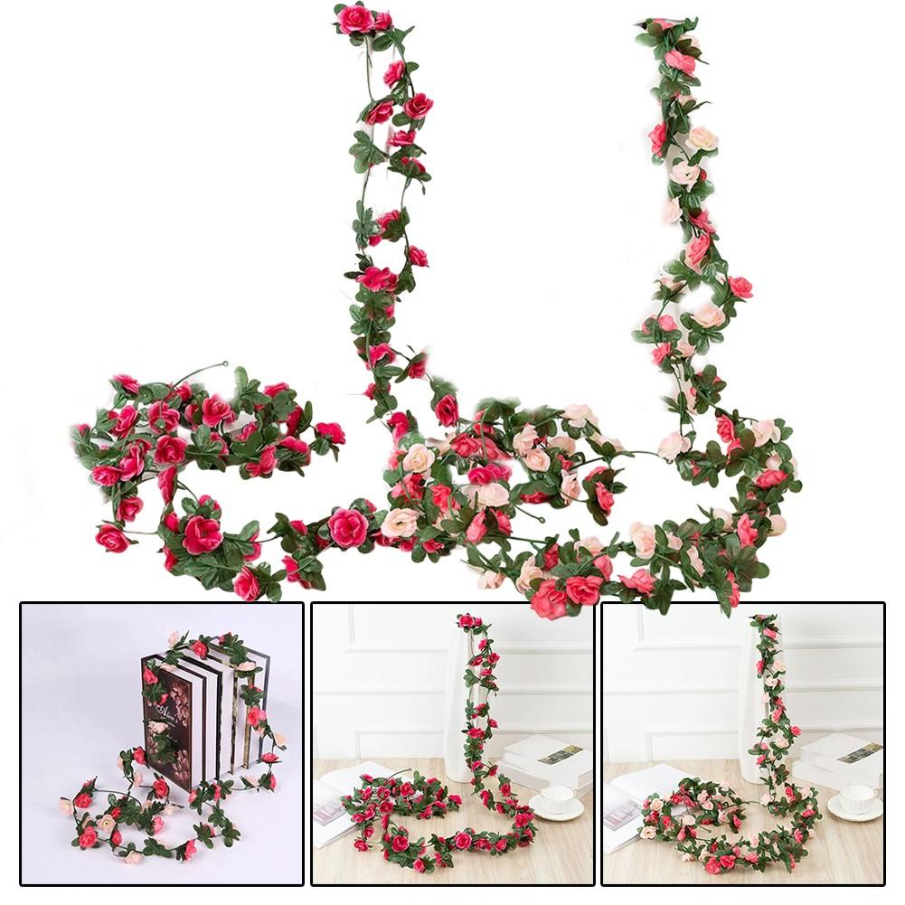 Красивая и реалистичная гирлянда из листьев, лоза, декор из роз, гирлянда из шелковых роз