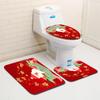 Рождественский коврик для ванной, туалетный трехпредметный набор