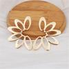 Hollow Flower Smooth Metal Golden Drop Earrings for Women Personality Fashion Geometry Charm Ear Jewelry Pendientes