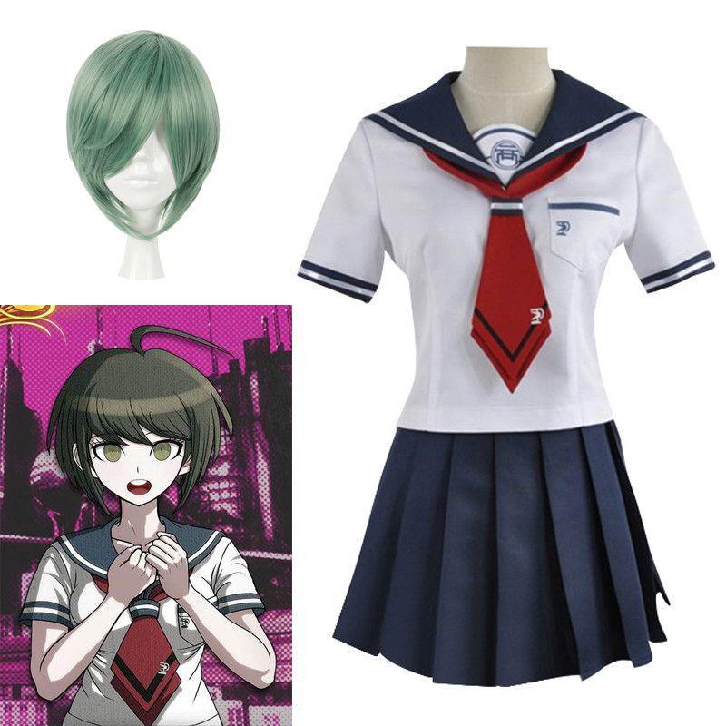 Danganronpa Another Episode Наэги Комару Элегантная белая и темно-синяя юбка для униформы Косплей костюм с носком