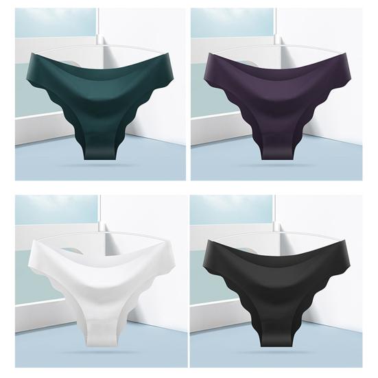 8 Pcs Seamless Underwear for Women No Show Ice Silk Hipster Panties Wave Edge Invisible Triangle Briefs