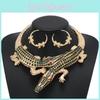 Creative Rhinestone Decoration Crocodile Design Women Necklace And Earring Set For Women