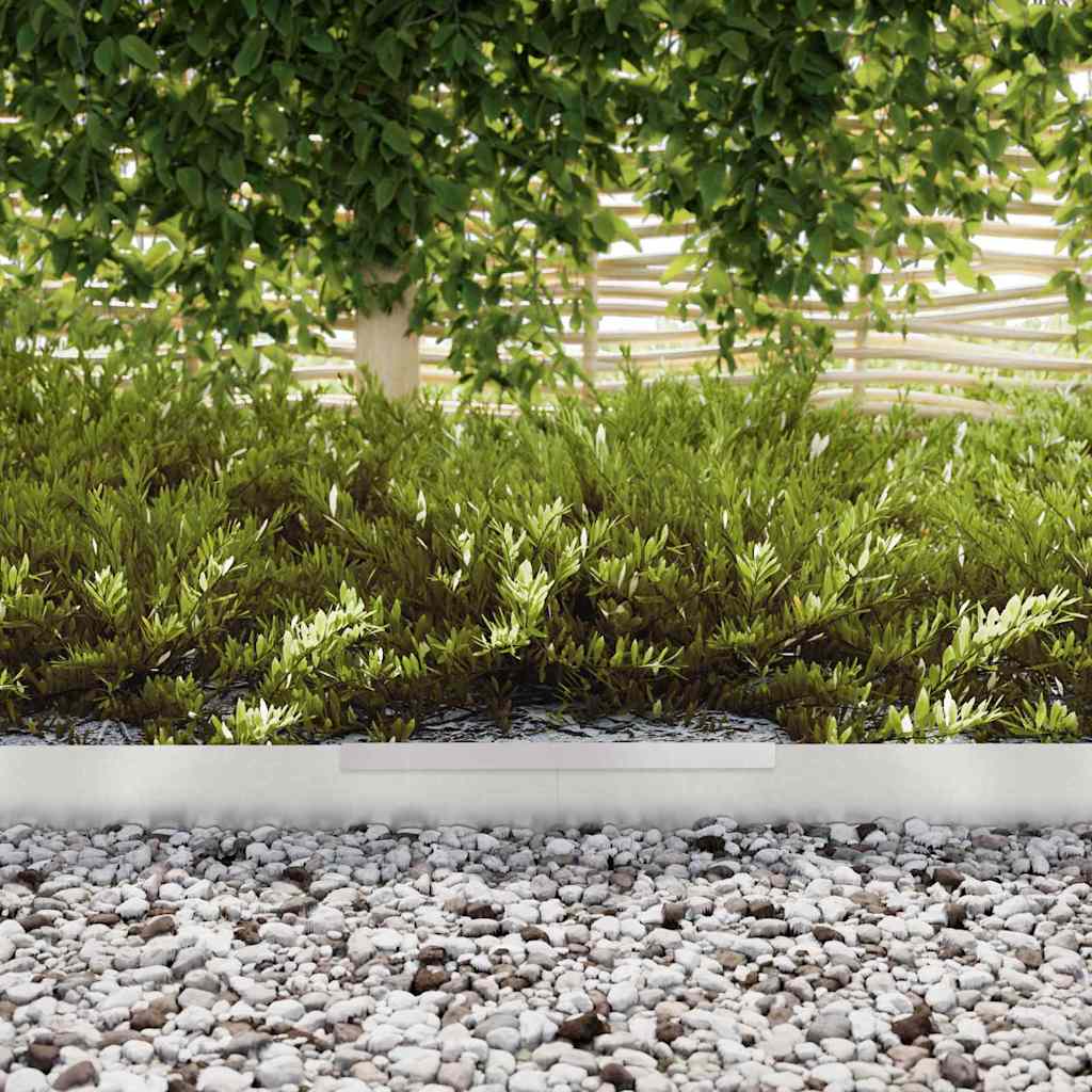 Lawn Edging 4 pcs Silver 450 x 0.05 x 10 cm Stainless Steel