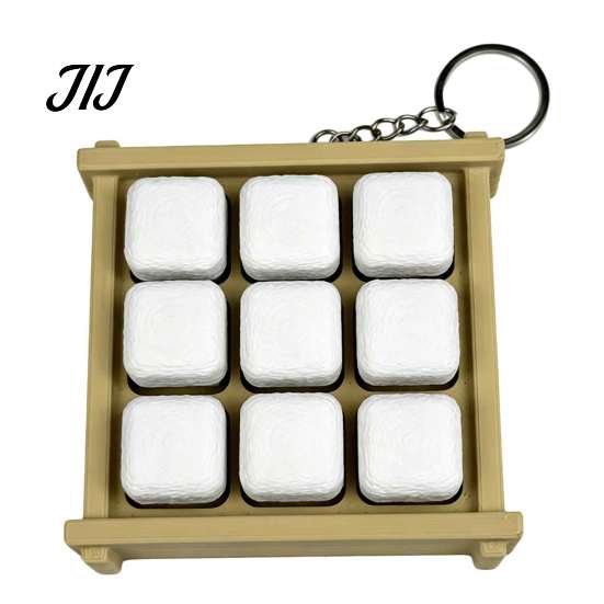 Tactile Fidget for Focus 3D Printed Fermented Tofu Shaped Clicker Toy, Simulation Mechanical Keychain Keychain, Novelty Stress Relief Push Button Toy
