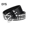 Ремень с заклепками в стиле панк-рок Ремень с заклепками Ремень с люверсами Квадратные заклепки Пирамидальные металлические вставки Регулируемые ремни Ремень из искусственной кожи