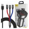 Baseus Car Charger With Display 24W + 3in1 USB Cable Baseus Three Primary Colors 1.2M