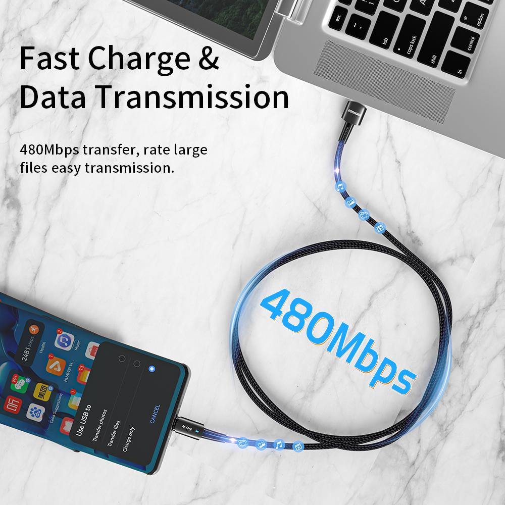 Essager Кабель USB Type C PD66W Кабель для быстрой зарядки Кабель для передачи данных мобильного телефона для Samsung Huawei Xiaomi Mi Redmi Сотовый телефон USB-провод