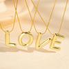 Stainless Steel Gold Color Chunky Alphabet Balloon Bubble Initial Letter Pendant Necklace for Women Charm Necklace Jewelry Gift