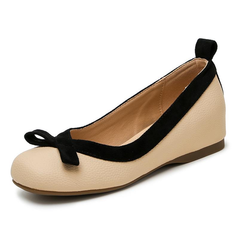 Модные балетки с коротким носком и бантом, увеличивающие рост, квадратные туфли, женские весенне-летние туфли с мягкой подошвой и плоским каблуком, увеличивающие рост, размер 33