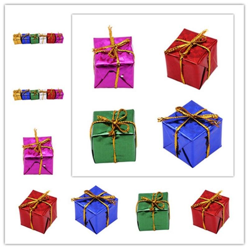 12/24PCS Mini Xmas Gifts Boxes Christmas Ornaments Gifts Xmas Tree Hanging Pendants For Navidad Party Decorations Supplies