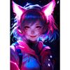 Милые неоновые аниме-постеры и принты с кошкой-девушкой, картины на холсте, красивые настенные рисунки с девушками и мангой для украшения игровой комнаты дома
