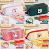 Checkered Pattern Pencil Pouch Large Capacity Pen Box Fashion Stationery Organizer  School Supplies