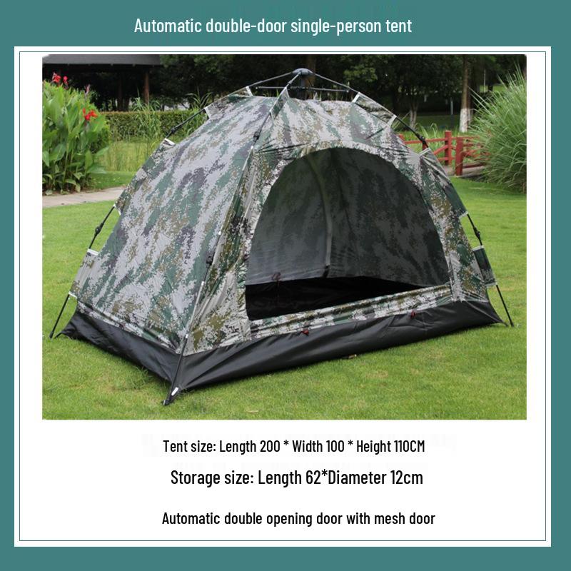 Camouflage 1-2 Person Windproof Pop-Up Camping Tent with Double Doors and Mesh