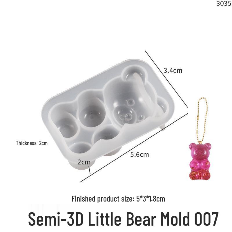 Poppy Drop Resin Mirror Little Bear, Rabbit, Mouse Silicone Mold for DIY Keychain Pendant