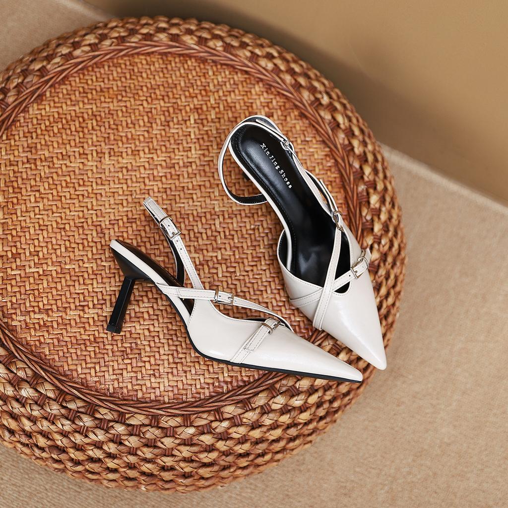 9733-6 Французский вечерний ветер остроносые босоножки на высоком каблуке женские новая мода тонкий ремешок декоративная сумка голова пустые босоножки женские