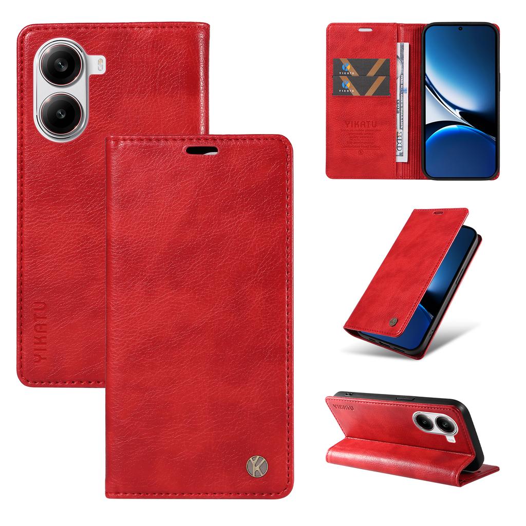 For Xiaomi Redmi Turbo 4 5G/Poco X7 Pro 5G Wallet Case YIKATU YK-006 Magnetic Closure Leather Phone Cover Litchi Texture