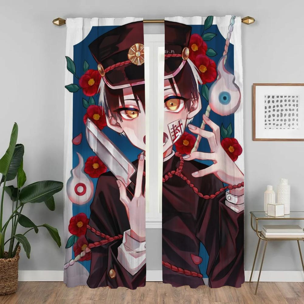 Современные шторы для гостиной для камеры Hanako Kun Shades Tulle для спальни Blackout Curtain Home Interior Curtains 2 Pieces