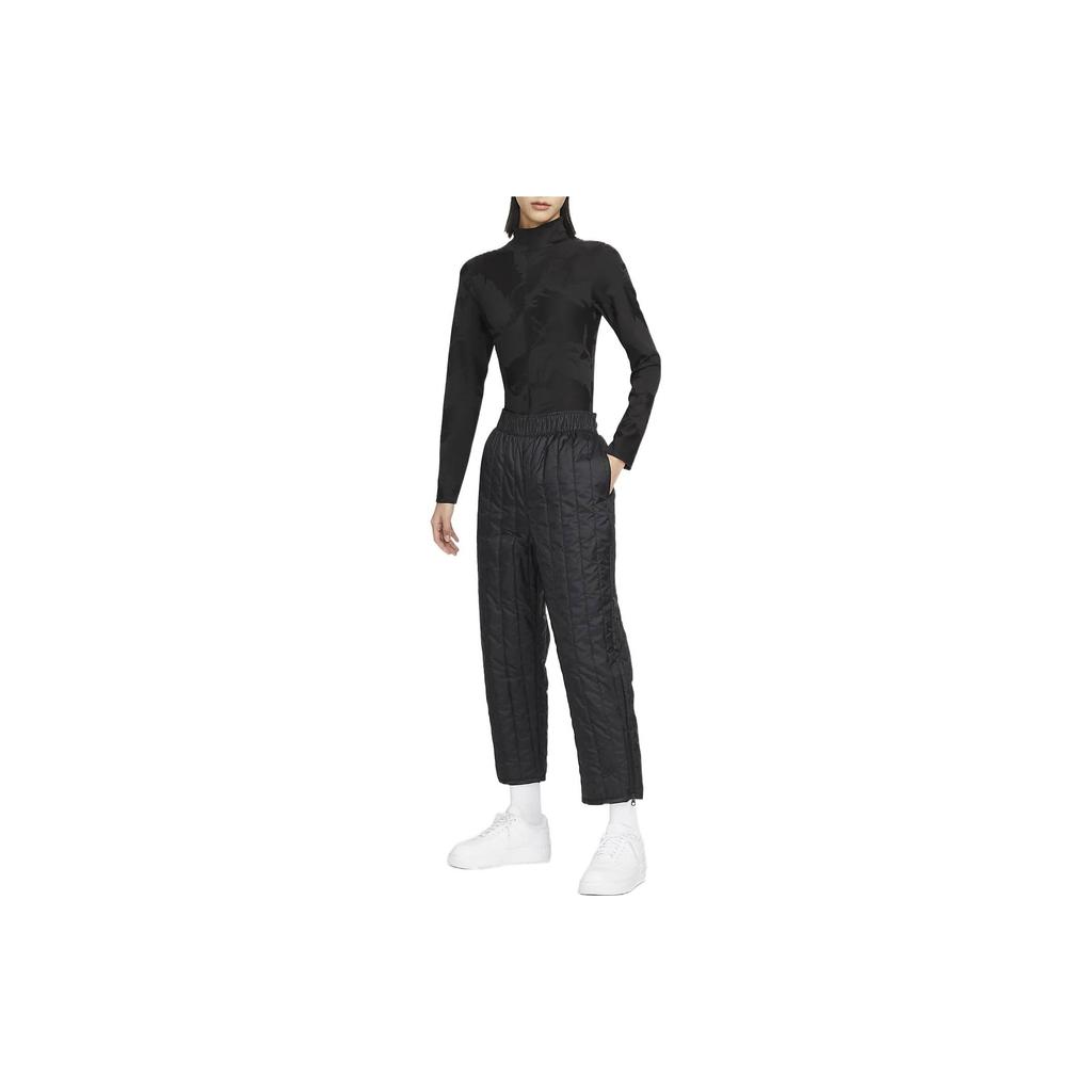 Nike Спортивные брюки Therma-FIT Tech Pack, однотонные, с высокой талией, стеганые, теплые, свободные, из хлопка, женские, черные DQ6962-010