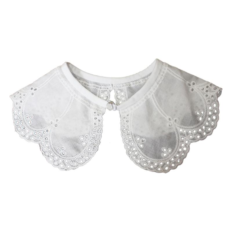 White False Collar Detachable Fake Collar Lace Hollow Out Trim Embroidery Neckline Removable Adults Kids Clothes Accessories