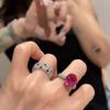 Новое винтажное кольцо 100% чистое стерлинговое серебро 925 пробы с цирконием 5A, черными и белыми пятнами, леопардовым принтом, для женщин, роскошное свадебное украшение