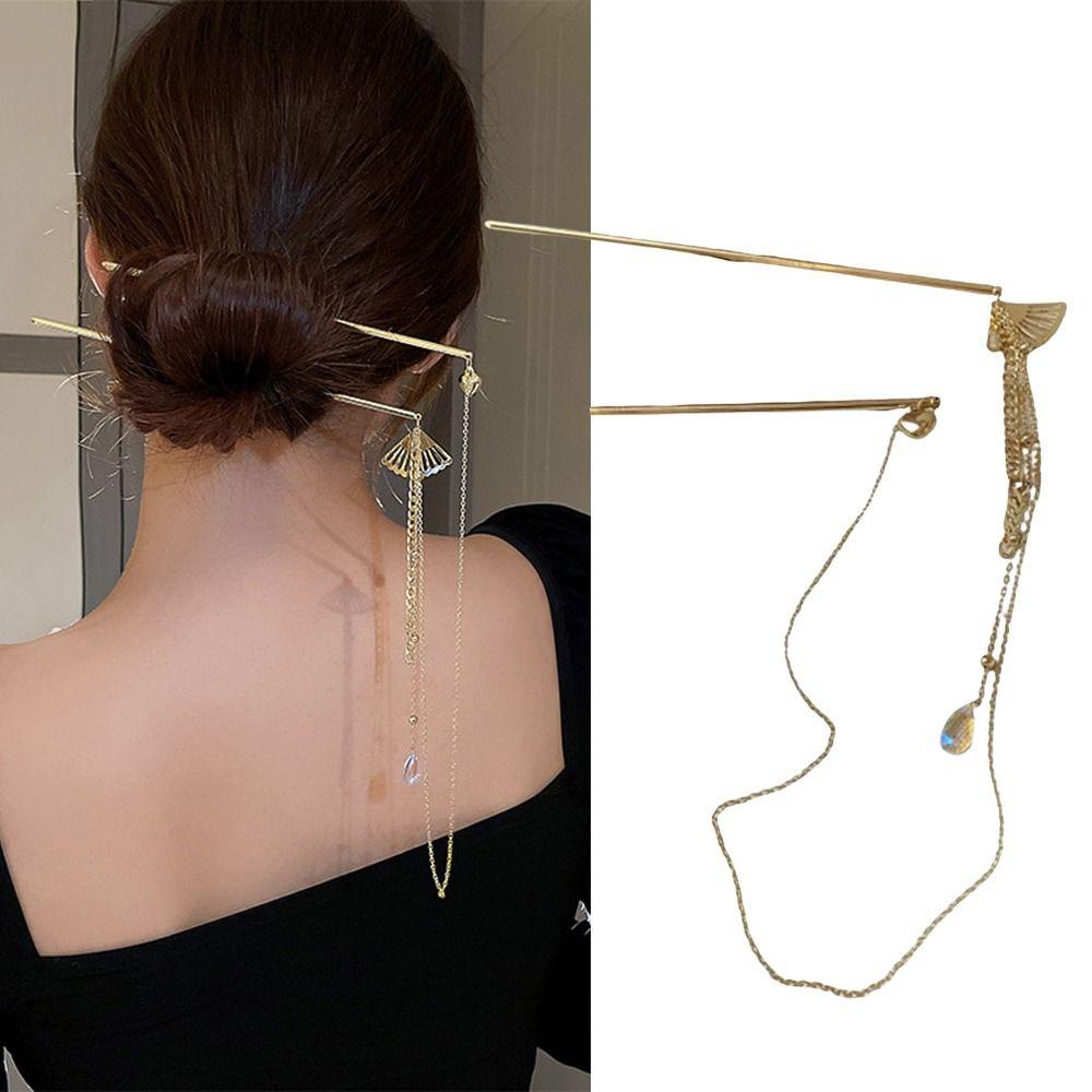 Головной убор Вставка для волос веер Заколки для волос в китайском стиле Двойная кисточка для волос Вилка для волос Аксессуары для волос