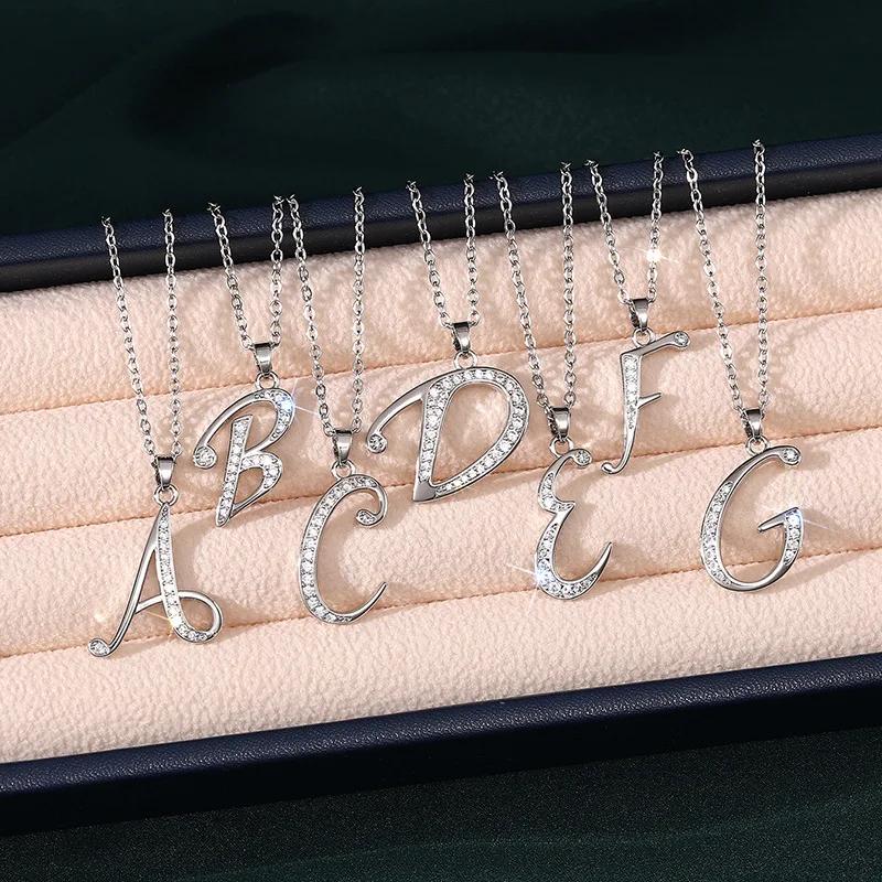 2025 New 26 Letter Zircon Necklace Design, Trendy English Pendant, Fashionable Temperament, High-end Personality, New Necklace