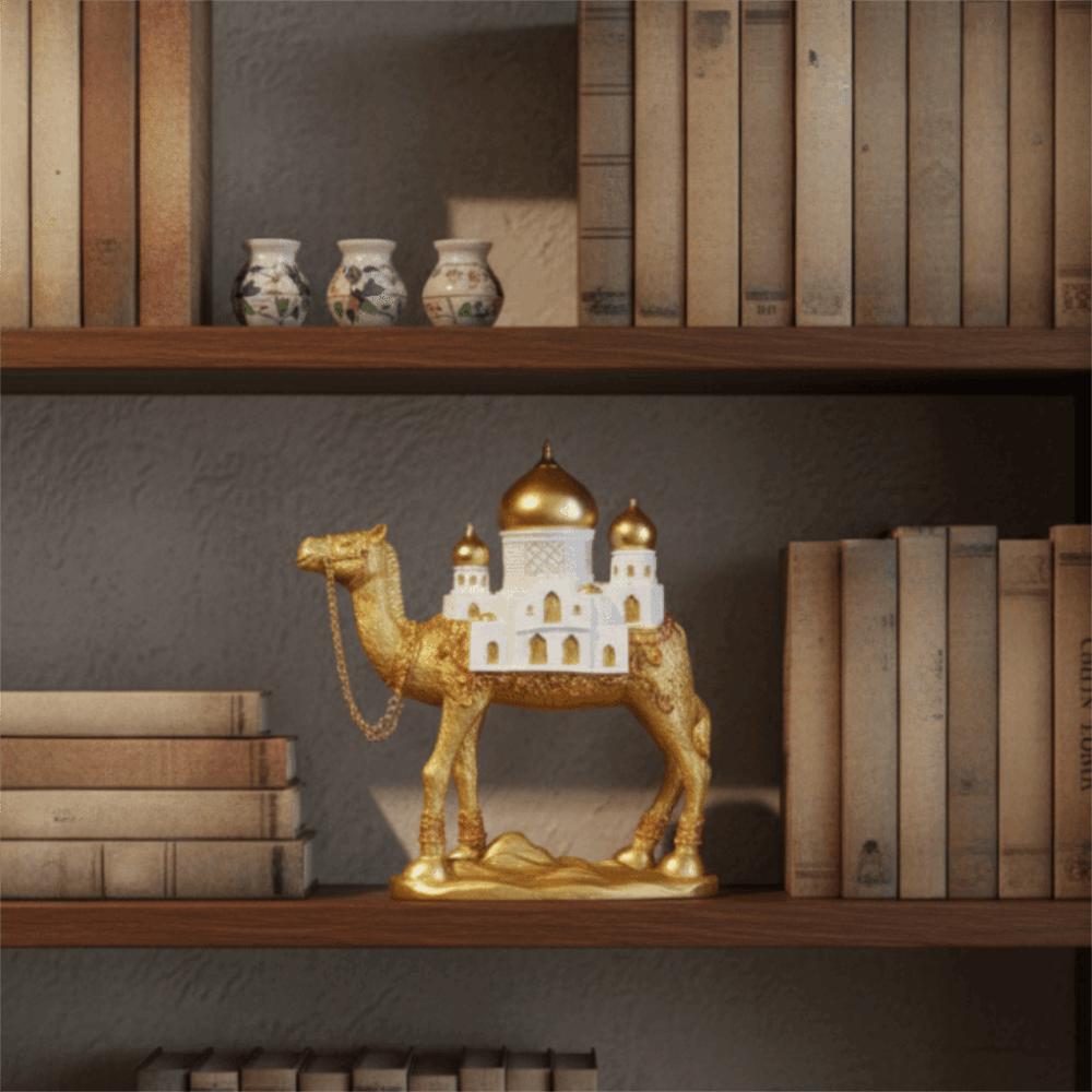 Gold Eid Mubarak Camel Statue Resin Camel Sculpture Light Luxury Ramadan Camel Figurine Party
