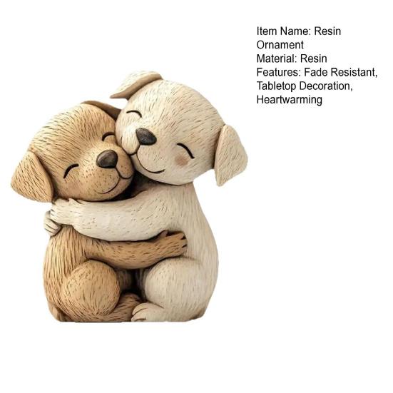 Фигурка обнимающейся собаки, ручная работа, статуэтка собаки из смолы, настольная мини-скульптура животного для домашнего стола, книжной полки, украшения