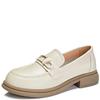 Genuine Leather Loafers for Women Spring Autumn Shoes Women's British Style Soft Leather Shoes Slip On Flat Heel Shoe with Metal
