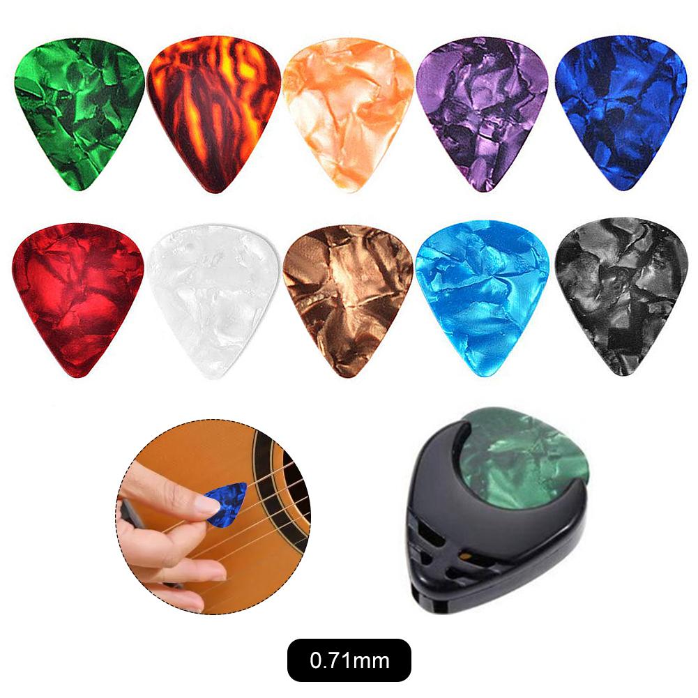 10 Pieces Multicolor Guitar Picks Celluloid Premium Plastic Guitar Picks with Pick Holder 0.46/0.71/0.96mm Guitar Accessories