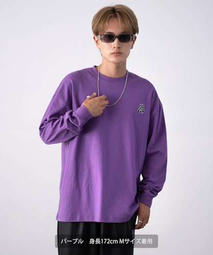 IMPROMES Casual SIDEWAYSTANCE Embroidered Downer Panda Long Sleeve T-Shirt, Men's, Oatmeal