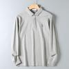 Foreign Trade Surplus Autumn High-Density Pique Cotton Hidden Placket Skin-Friendly Breathable Stretchy Business Casual Long-Sleeve Polo Shirt for Men