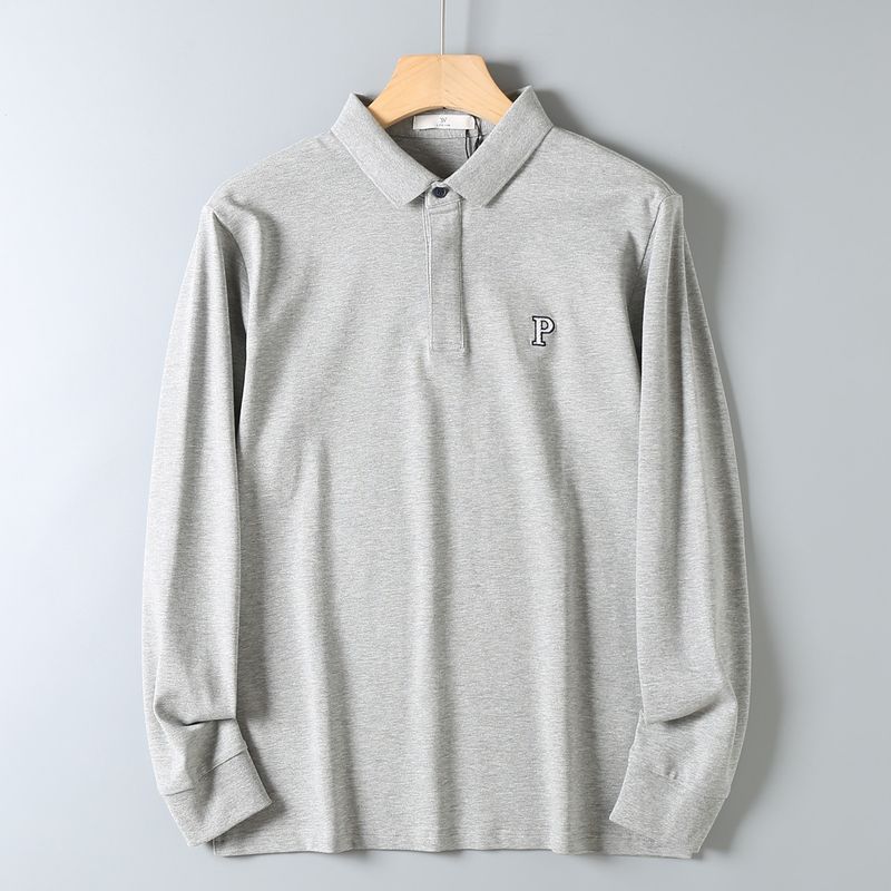Foreign Trade Surplus Autumn High-Density Pique Cotton Hidden Placket Skin-Friendly Breathable Stretchy Business Casual Long-Sleeve Polo Shirt for Men