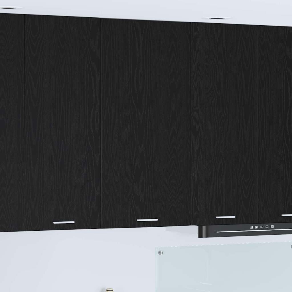Wall Mounted Cabinet with Door Black Oak and White 50 x 31 x 100 cm