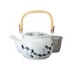 Teapot Steel with 14 X Arita Blue and White Arabesque Design with Basket 6 Porcelain Made In Stylish Ale-net (Stainless Strainer) 11.5 Cm, 850cc,