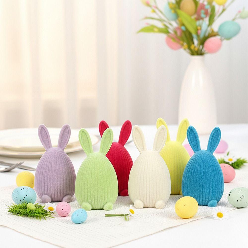 Resin Easter Rabbit Figurine Multicolor Cartoon Buuny Statue Creative Miniature Knickknacks  Gift