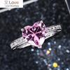 Romantic Pink Heart Shape CZ Women Wedding Ring Exquisite Silver Color Bridal Engagement Rings Cute Love Accessories Gift