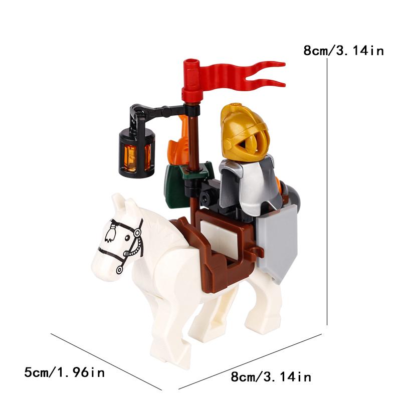 MOC Medieval Building Blocks Soldier Figures Weapons Accessories Armor Shield Flag Transport Ox Horse Mini Brick Toy Gift X010