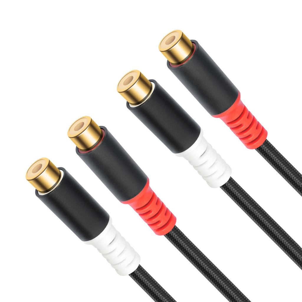 80см 2RCA Кабель для звука, гнездо-гнездо, с экранированием из алюминиевой фольги для улучшенной чистоты звука