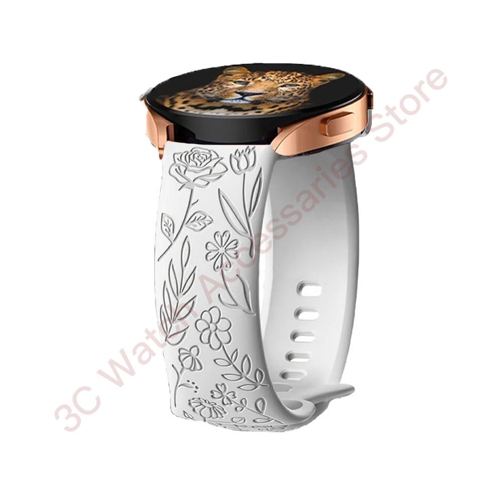 18 мм 20 мм 22 мм Ремешок с гравировкой розы для Samsung Galaxy Watch 654 40 мм 44 мм Gear S3 Силиконовый Милый Ремешок Классический 43 мм 45 мм Active 2