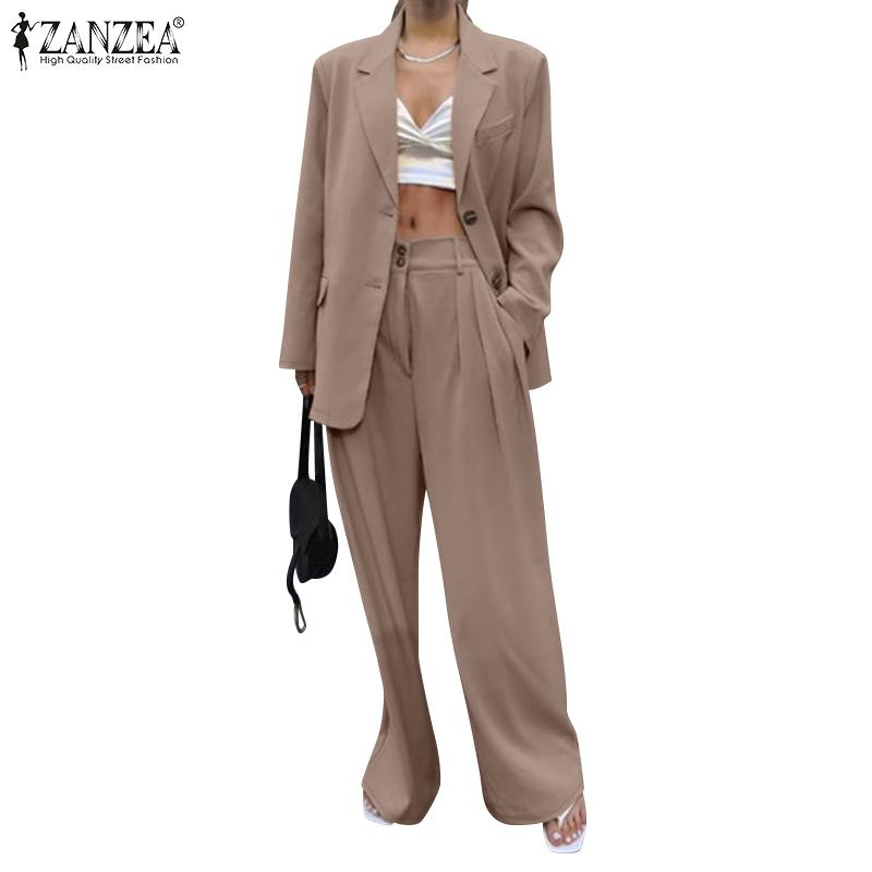 ZANZEA Женский пиджак, пиджак и брюки, повседневный костюм из двух предметов